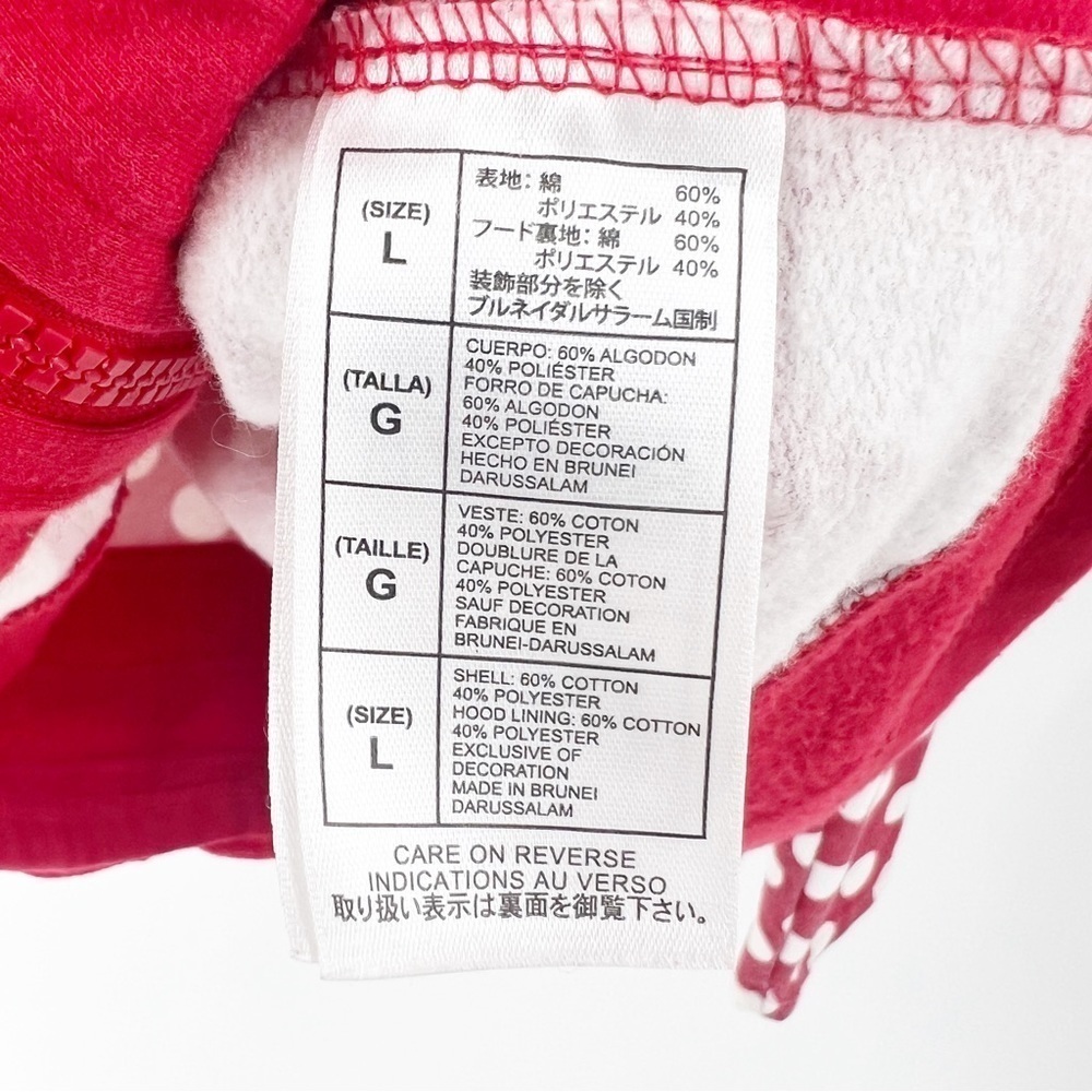 ✅ Disney Cruise Lines Girls Minnie Mouse Red White Polka Dot Hoodie Jacket LARGE - Picture 7 of 7